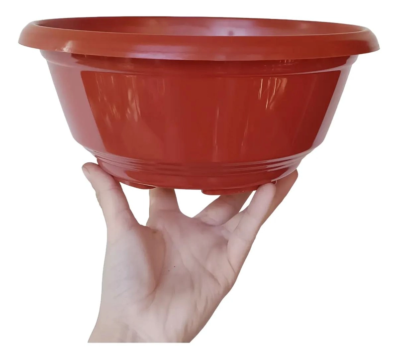 PACK DE 5 MACETEROS PLASTICOS PLANOS TERRACOTA 21 CM - 3