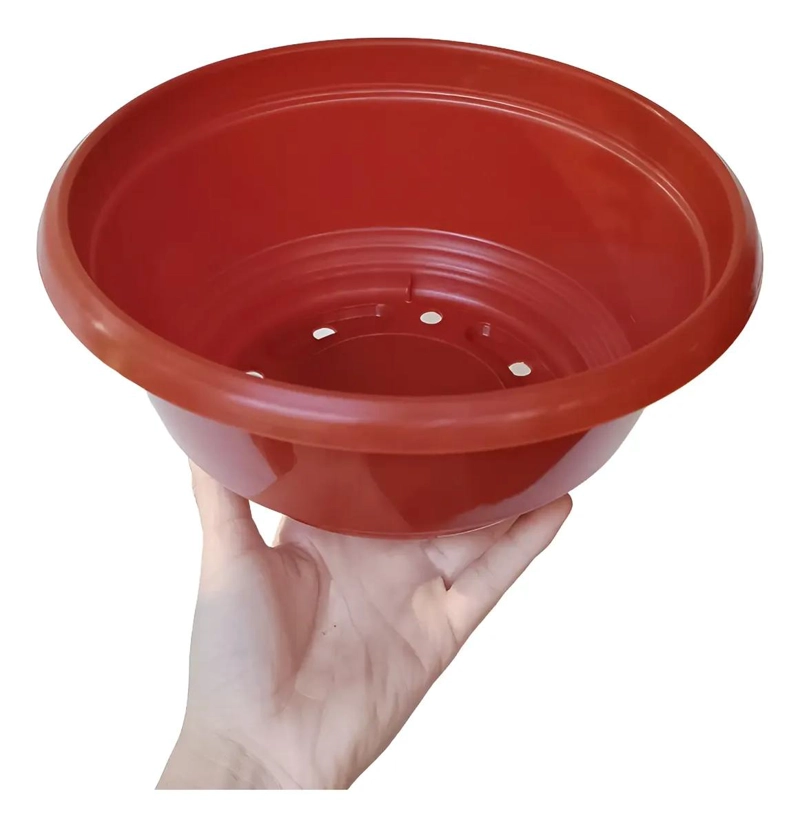 PACK DE 5 MACETEROS PLASTICOS PLANOS TERRACOTA 21 CM - 5