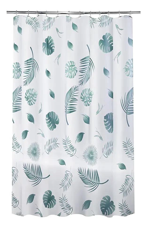 CORTINA DE BAÑO IMPERMEABLE 180X180CM CON GANCHOS - 1