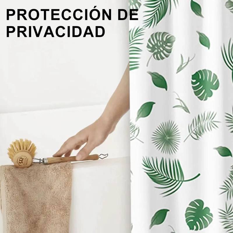 CORTINA DE BAÑO IMPERMEABLE 180X180CM CON GANCHOS - 7