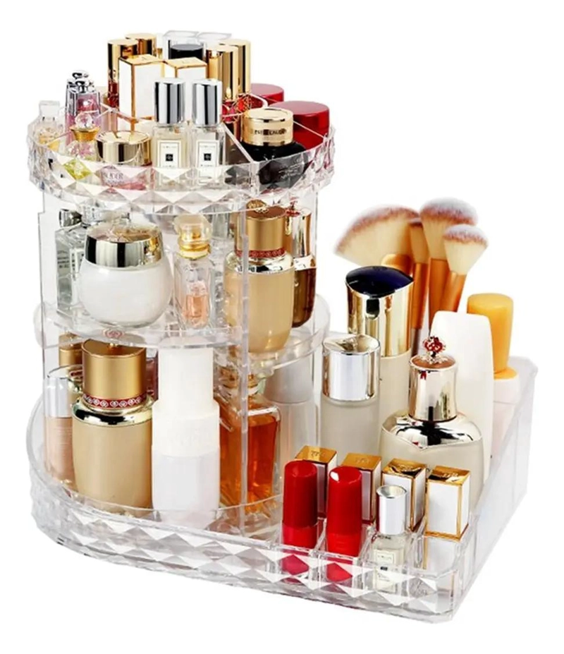 ORGANIZADOR ACRILICO GIRATORIO 360° PARA MAQUILLAJE Y COSME TICOS - 1