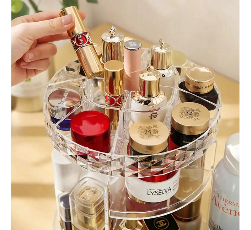 ORGANIZADOR ACRILICO GIRATORIO 360° PARA MAQUILLAJE Y COSME TICOS - 3