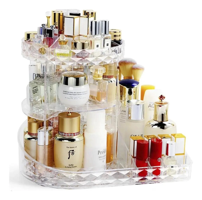 ORGANIZADOR ACRILICO GIRATORIO 360° PARA MAQUILLAJE Y COSME TICOS - 6