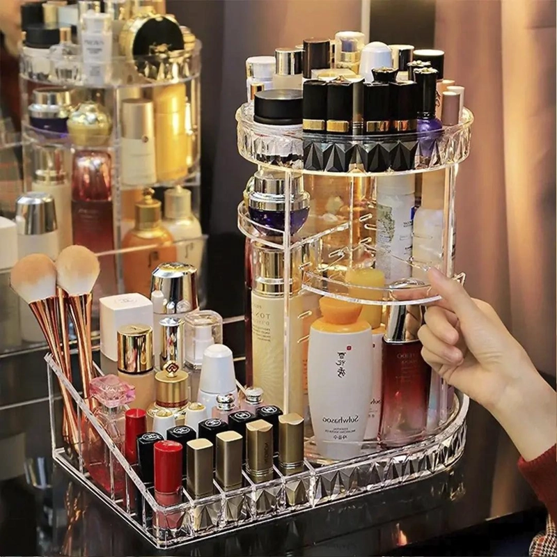 ORGANIZADOR ACRILICO GIRATORIO 360° PARA MAQUILLAJE Y COSME TICOS - 8