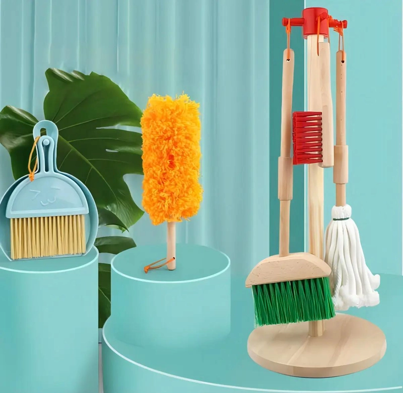 SET DE ASEO Y LIMPIEZA DE MADERA PARA NIÑOS 6 PIEZAS - 8