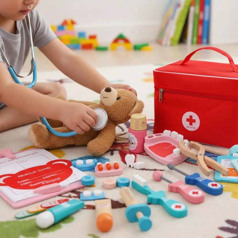 SET DE JUEGO DE ROLES ME DICO PARA NIÑOS CON 24 PIEZAS DE MADERA - 10
