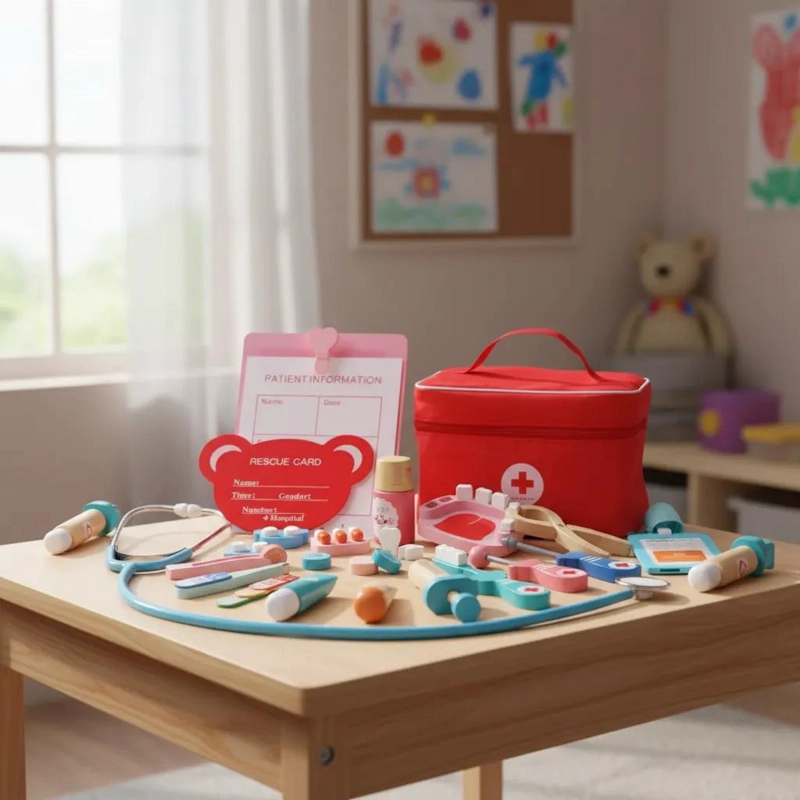 SET DE JUEGO DE ROLES ME DICO PARA NIÑOS CON 24 PIEZAS DE MADERA - 9