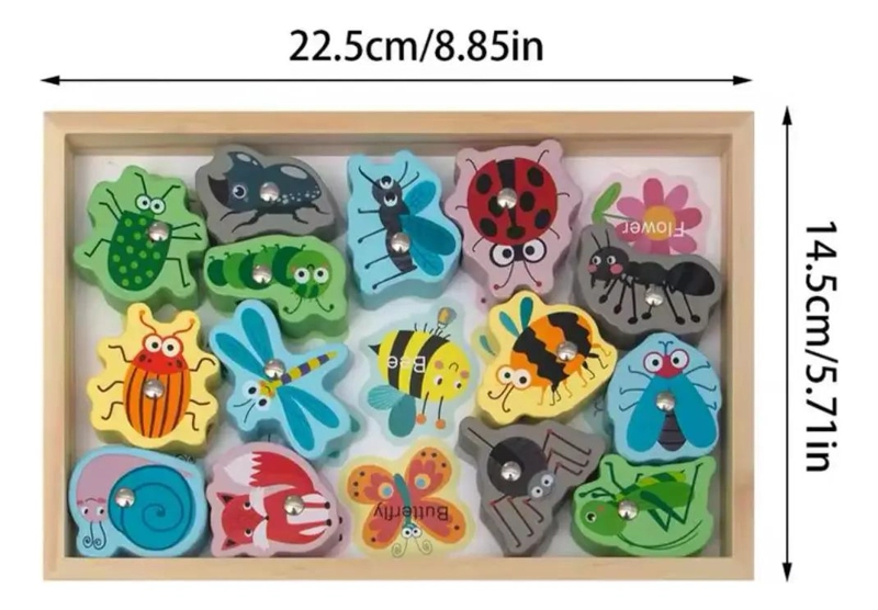 JUGUETE EDUCATIVO ENHEBRADOR DE MADERA CON FRUTAS Y ANIMALES - 4