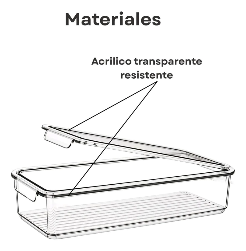SET DE 3 ORGANIZADORES DE ACRILICO CON TAPA PARA ALIMENTOS - 3