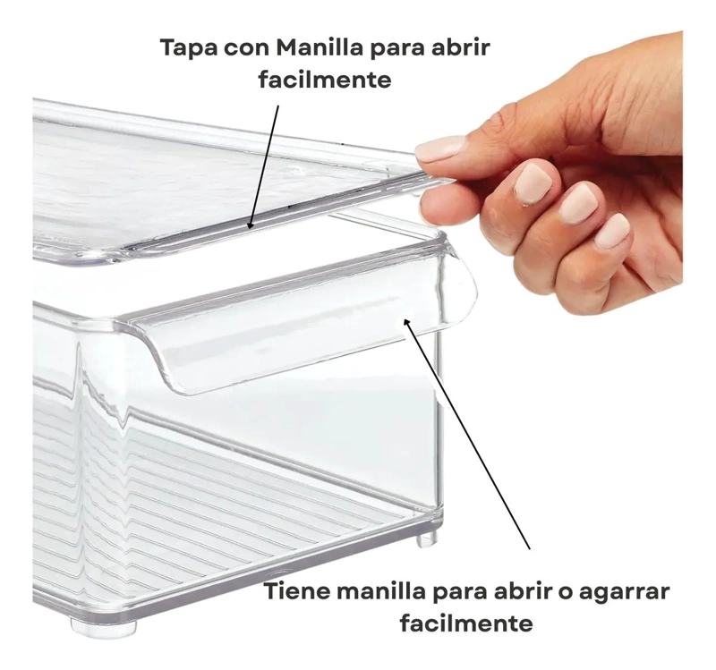SET DE 3 ORGANIZADORES DE ACRILICO CON TAPA PARA ALIMENTOS - 5