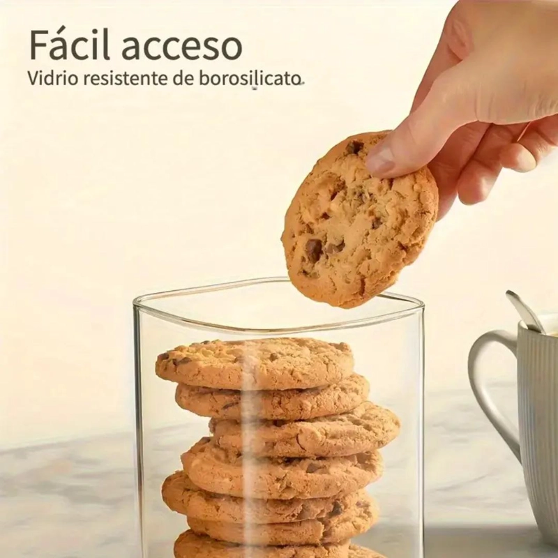FRASCOS DE VIDRIO HERME TICOS CON TAPA DE BAMBU PARA ALMACENAMIENTO - 6