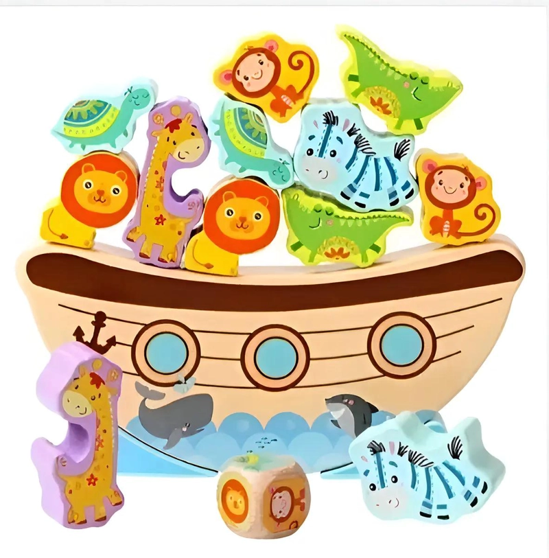 JUEGO DIDACTICO DE MADERA ARCA DE NOE  PARA NIÑOS A PARTIR DE 3 AÑOS - 1