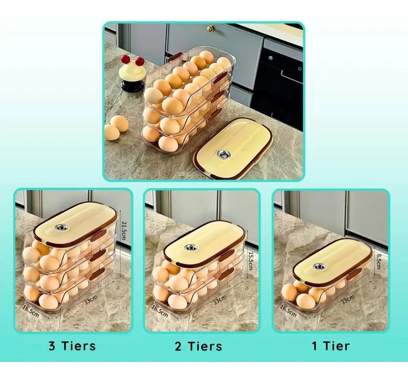 ORGANIZADOR DE HUEVOS APILABLE PARA 32 UNIDADES EN COLOR BEIGE - 2