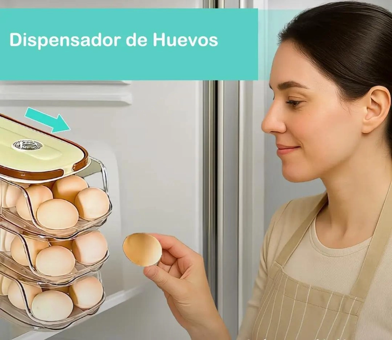 ORGANIZADOR DE HUEVOS APILABLE PARA 32 UNIDADES EN COLOR BEIGE - 3