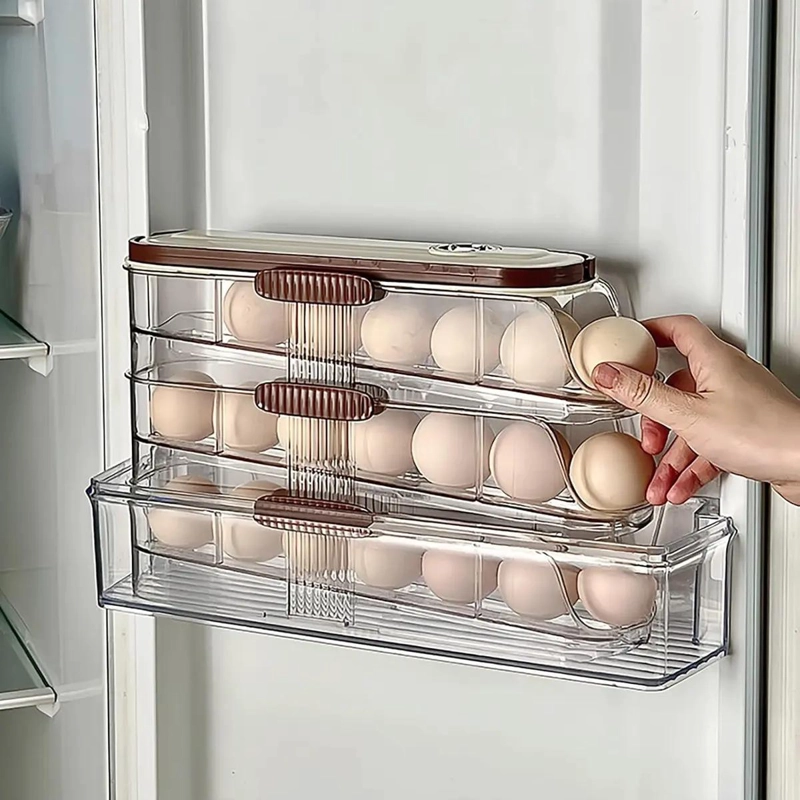 ORGANIZADOR DE HUEVOS APILABLE PARA 32 UNIDADES EN COLOR BEIGE - 4
