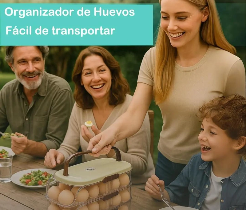 ORGANIZADOR DE HUEVOS APILABLE PARA 32 UNIDADES EN COLOR BEIGE - 5