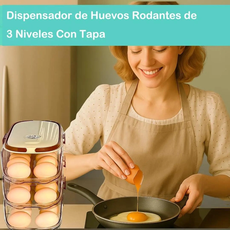 ORGANIZADOR DE HUEVOS APILABLE PARA 32 UNIDADES EN COLOR BEIGE - 7