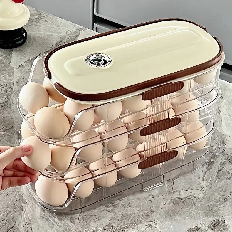 ORGANIZADOR DE HUEVOS APILABLE PARA 32 UNIDADES EN COLOR BEIGE - 8