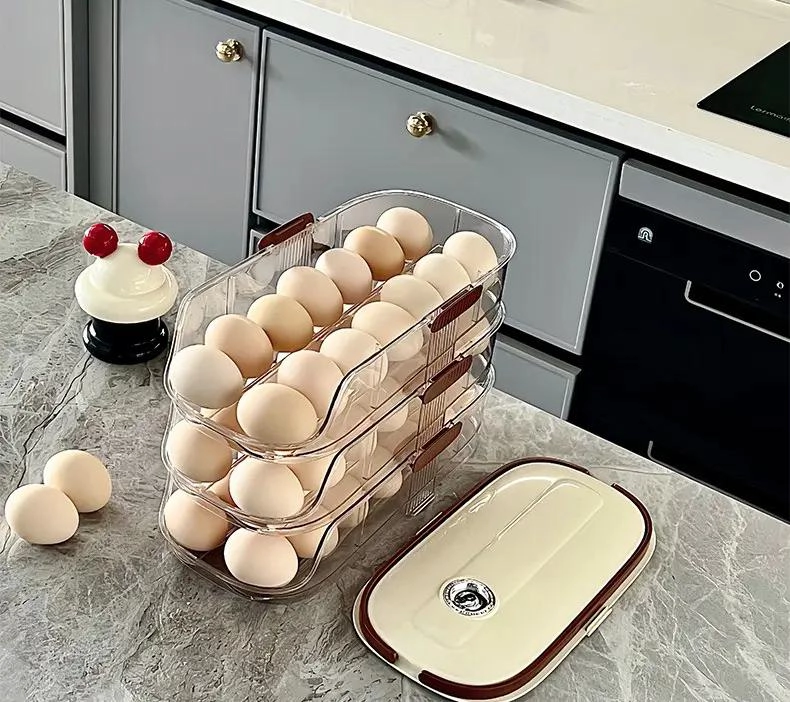 ORGANIZADOR DE HUEVOS APILABLE PARA 32 UNIDADES EN COLOR BEIGE - 9