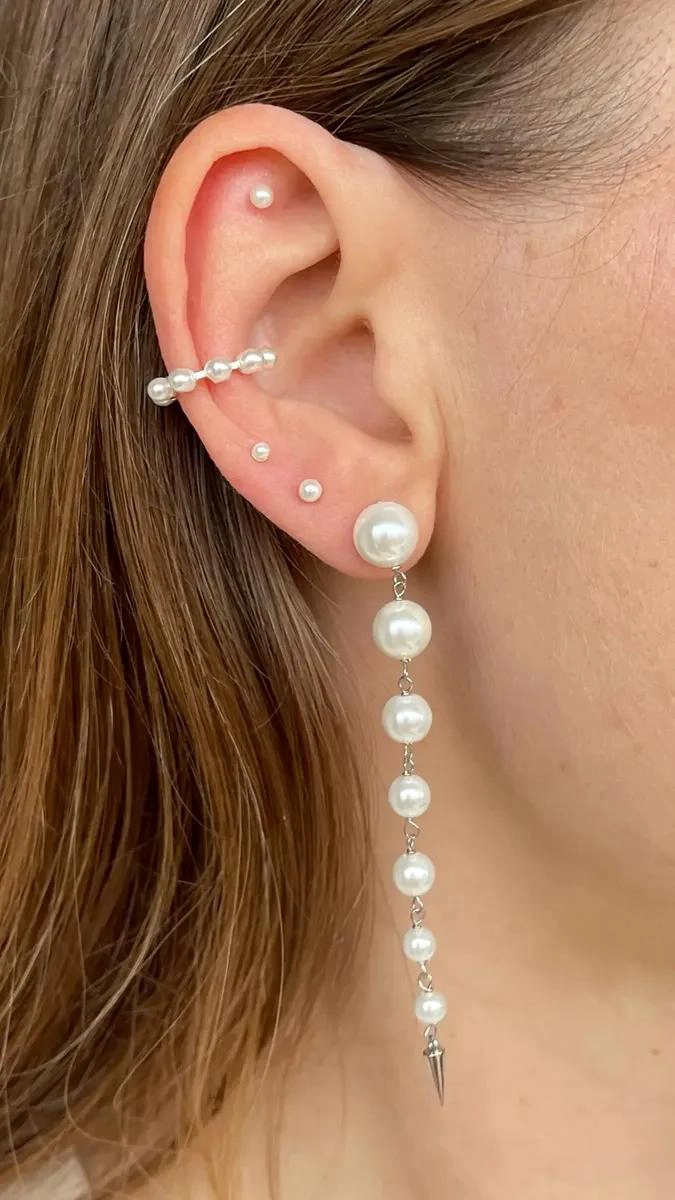 AROS LARGOS DE PERLAS EN PLATA 925 PARA EVENTOS ESPECIALES - 2