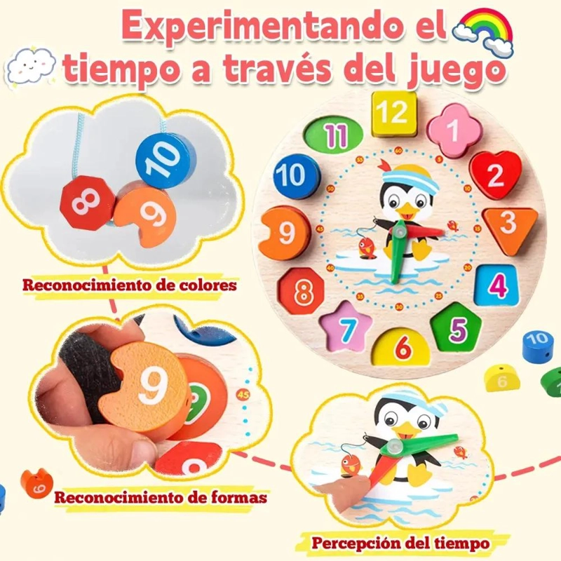 SET DE 11 JUGUETES DIDACTICOS DE MADERA PARA APRENDIZAJE INFANTIL - 5