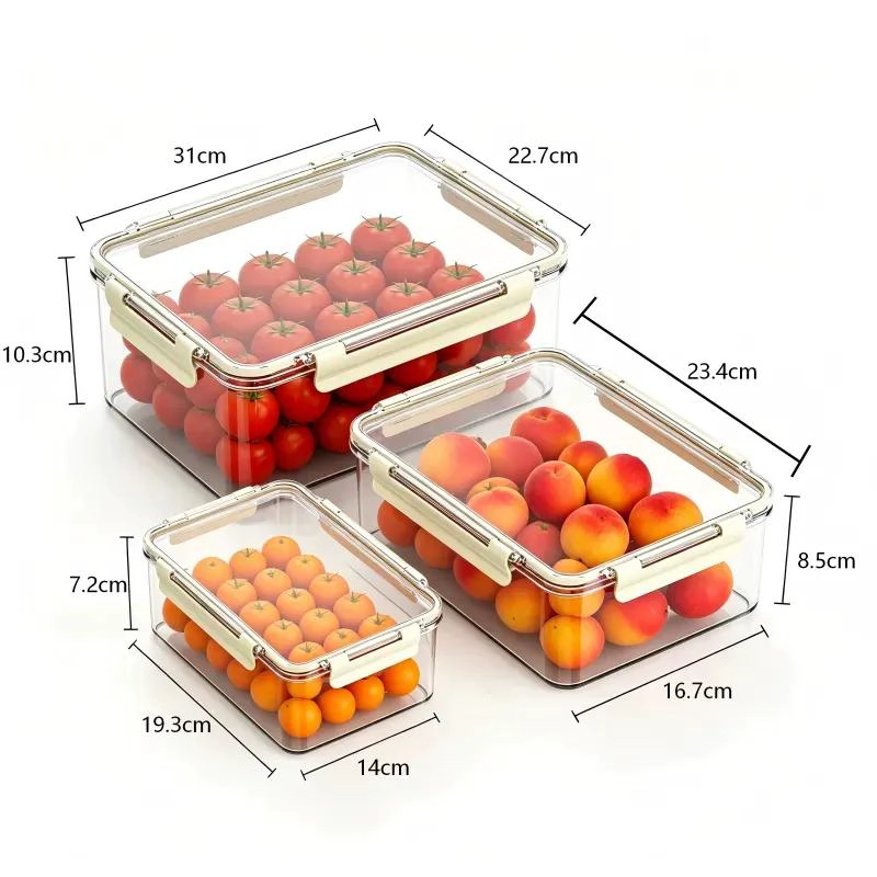 PACK DE CAJAS ORGANIZADORAS PARA ALIMENTOS HERME TICAS DE PLASTICO - 2