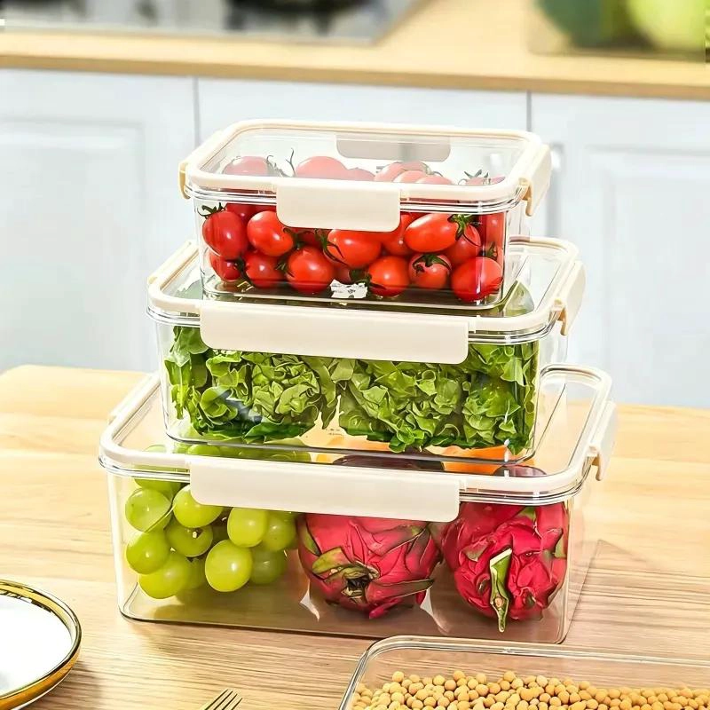 PACK DE CAJAS ORGANIZADORAS PARA ALIMENTOS HERME TICAS DE PLASTICO - 3