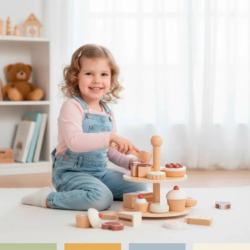 SET DE PASTELERIA INFANTIL DE MADERA PARA JUGAR A COCINAR - 6