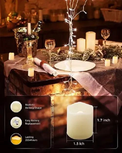 PAQUETE DE 24 VELAS LED DECORATIVAS CON EFECTO REALISTA - 5