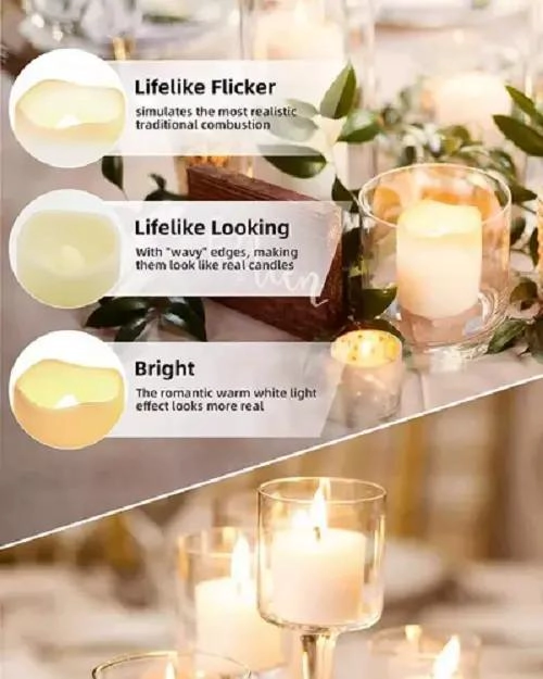 PAQUETE DE 24 VELAS LED DECORATIVAS CON EFECTO REALISTA - 6