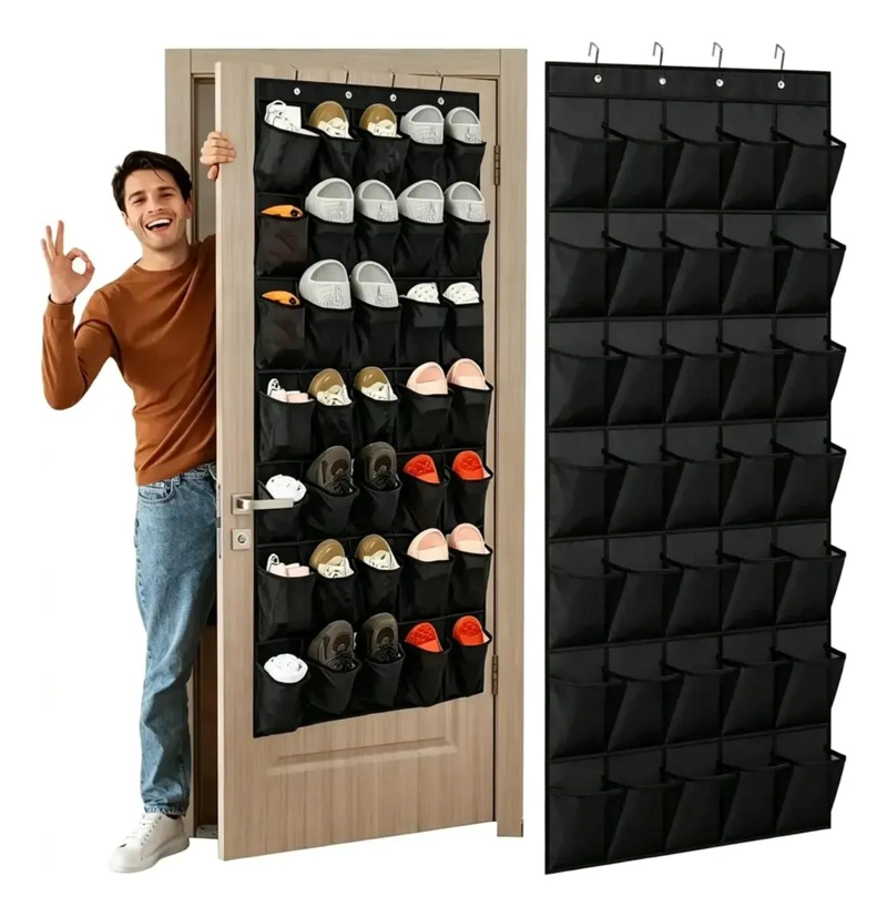 ORGANIZADOR COLGANTE PARA PUERTA CON 35 COMPARTIMENTOS EN NEGRO - 1