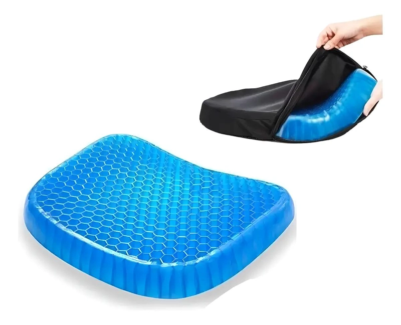 PACK DE 2 COJINES DE GEL LUMBAR PARA SILLA Y COXIS CON FUNDA ANTIDESLIZANTE - 1