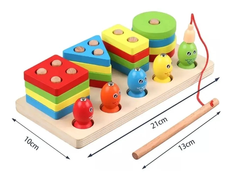 JUEGO DE PESCA MAGNE TICO DE MADERA PARA NIÑOS - 9
