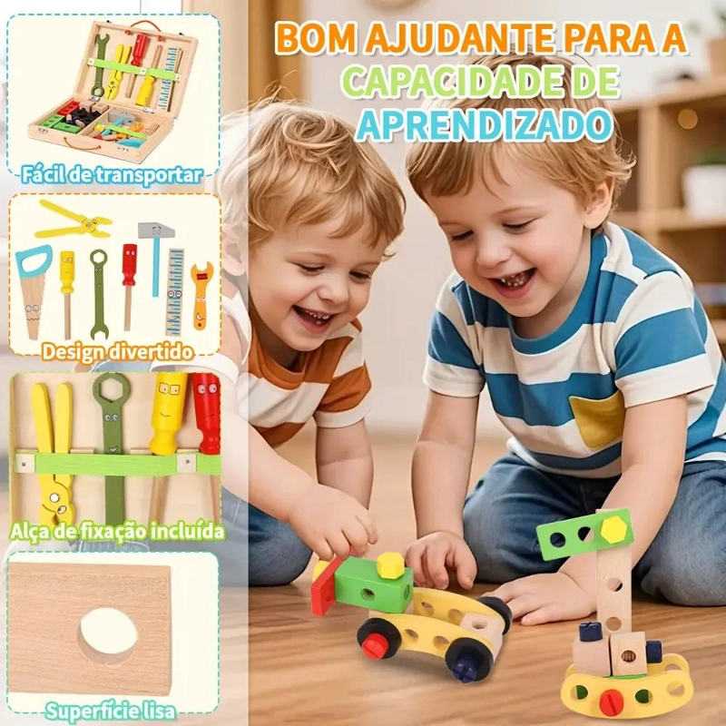 KIT EDUCATIVO DE HERRAMIENTAS DE MADERA PARA NIÑOS - 8