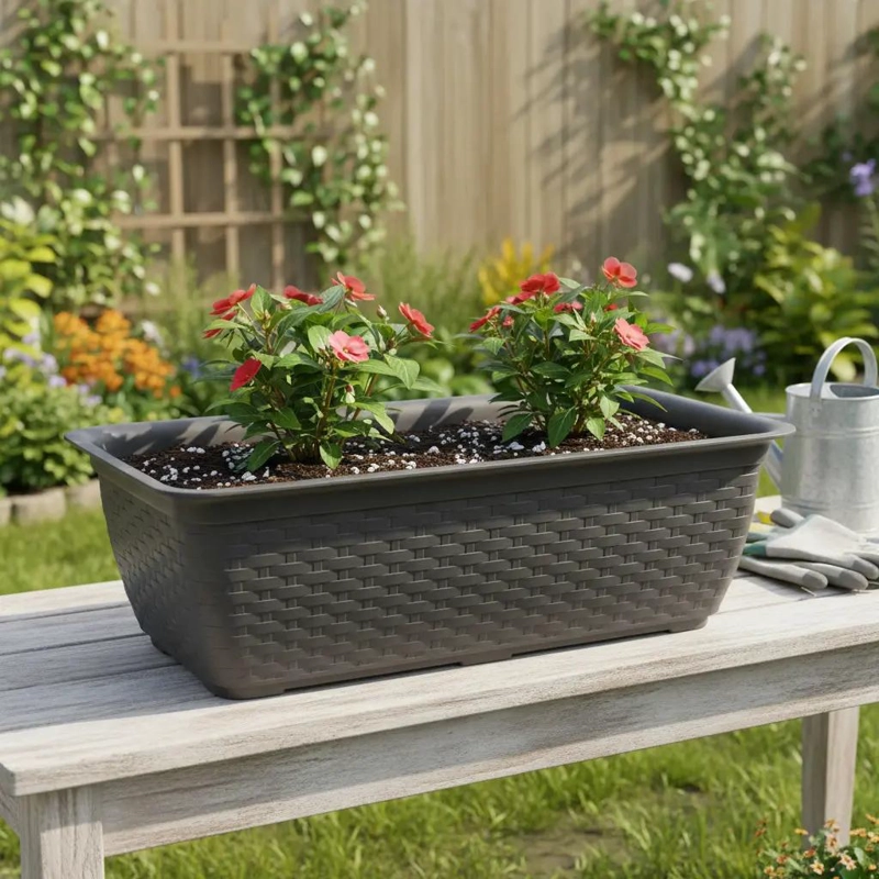 MACETERO RECTANGULAR GRANDE DE PLASTICO PARA JARDIN O TERRAZA - 1