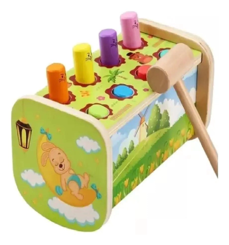 JUGUETE DIDACTICO DE MADERA PEGA TOPO CON MARTILLO PARA NIÑOS - 6