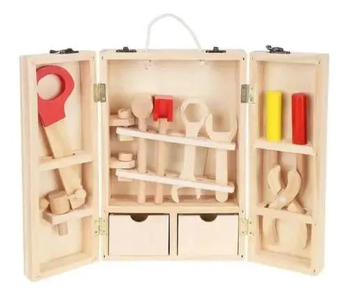 CAJA DE HERRAMIENTAS DE MADERA PARA NIÑOS CON ACCESORIOS - 1