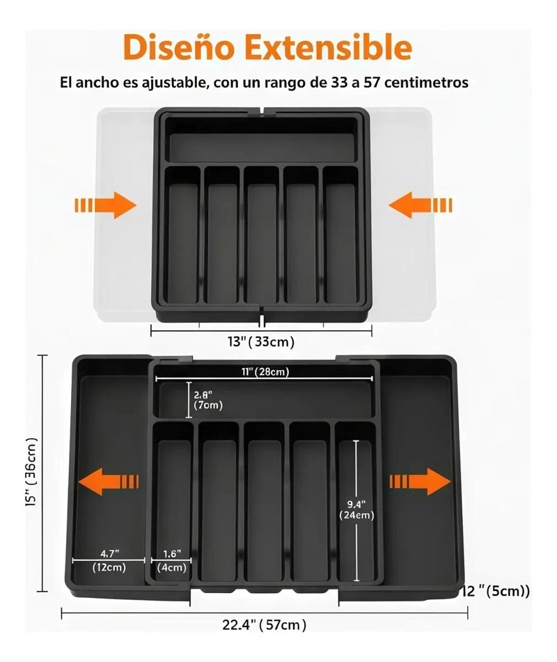 ORGANIZADOR DE CUBIERTOS AJUSTABLE CON 8 COMPARTIMENTOS - 3
