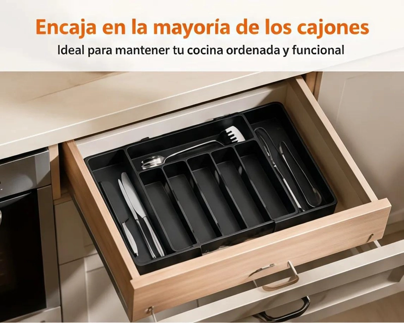 ORGANIZADOR DE CUBIERTOS AJUSTABLE CON 8 COMPARTIMENTOS - 4