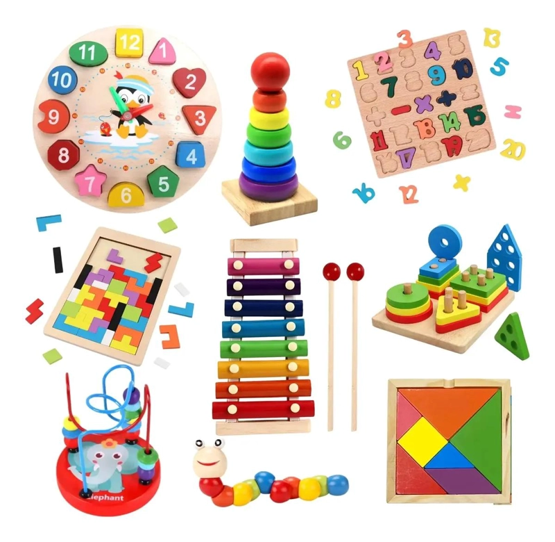 9 JUGUETES MONTESSORI DE MADERA PARA EL DESARROLLO INFANTIL - 1