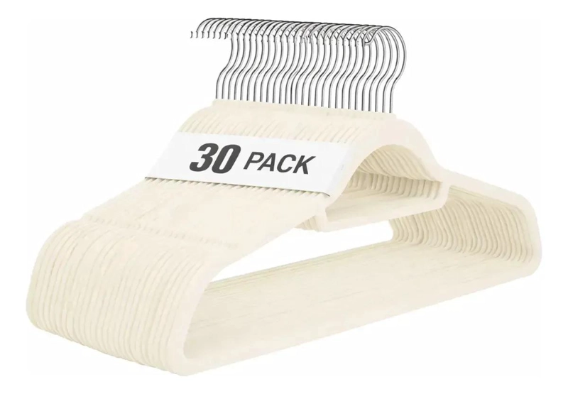 PACK DE 30 PERCHAS ANTIDESLIZANTES DE TERCIOPELO BLANCO - 1