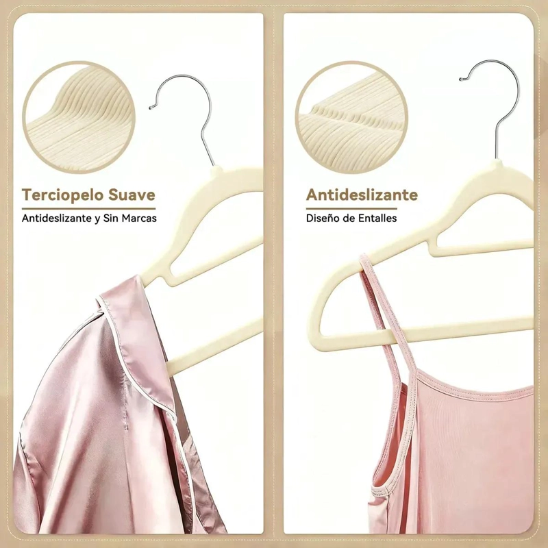 PACK DE 30 PERCHAS ANTIDESLIZANTES DE TERCIOPELO BLANCO - 4