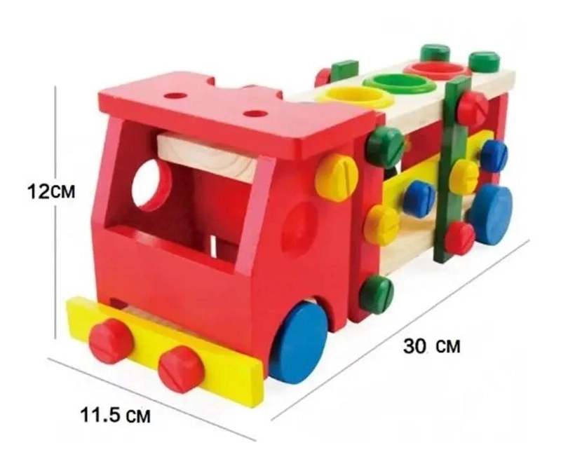 CAMION Y CAJA DE HERRAMIENTAS DE MADERA PARA NIÑOS - 10