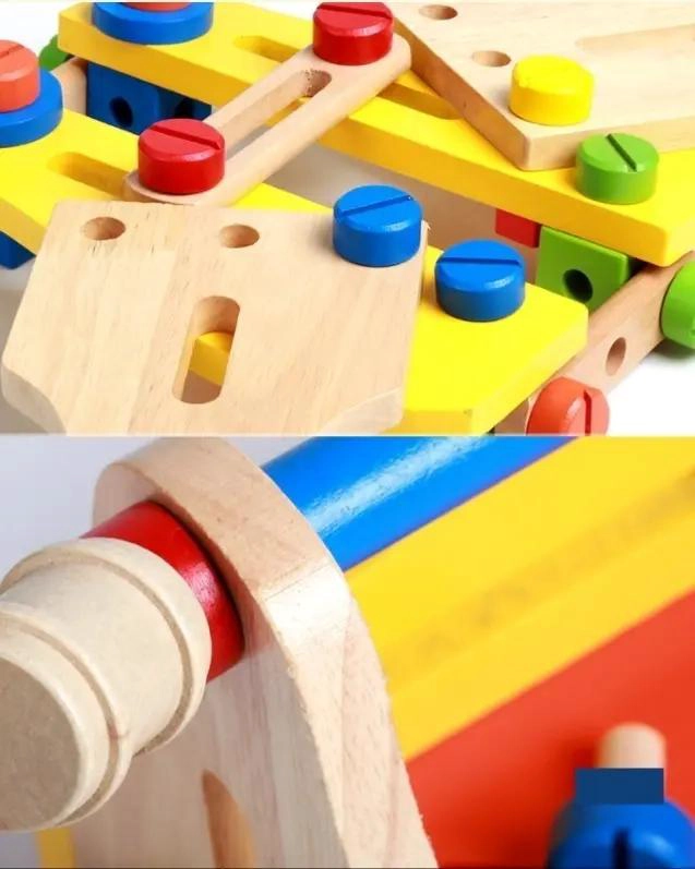 CAMION Y CAJA DE HERRAMIENTAS DE MADERA PARA NIÑOS - 4