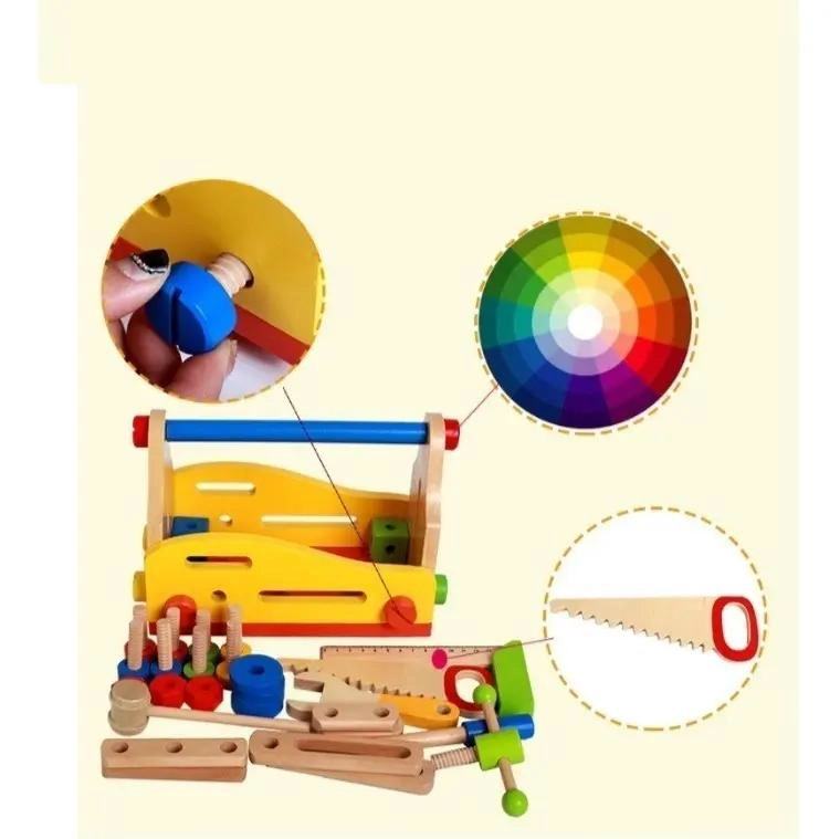 CAMION Y CAJA DE HERRAMIENTAS DE MADERA PARA NIÑOS - 5