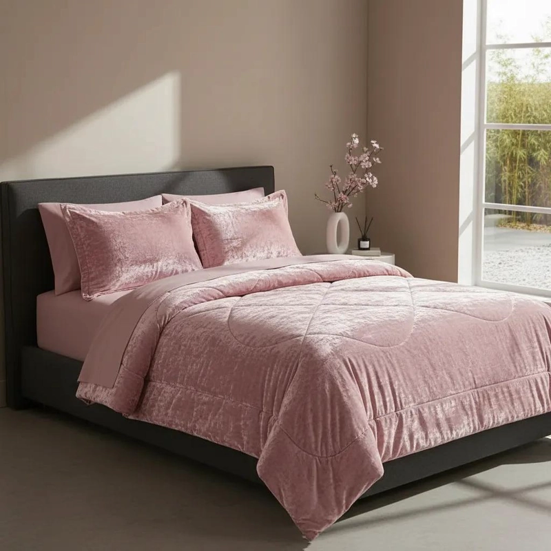 PLUMON PARA CAMA 2 PLAZAS CON TERCIOPELO Y FUNDAS DE ALMOHADA - 1