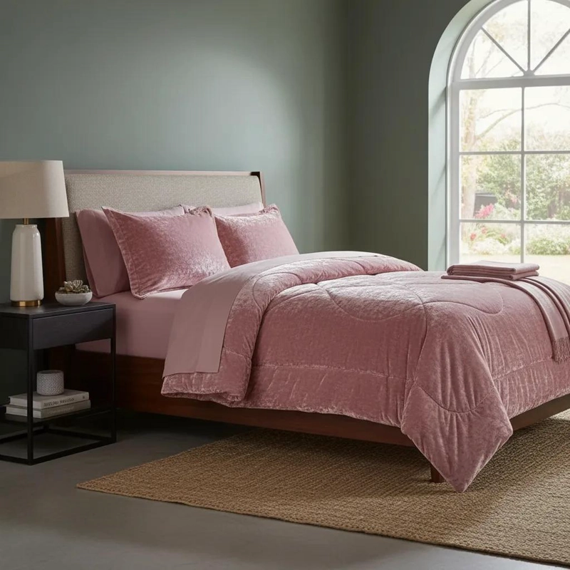 PLUMON PARA CAMA 2 PLAZAS CON TERCIOPELO Y FUNDAS DE ALMOHADA - 3