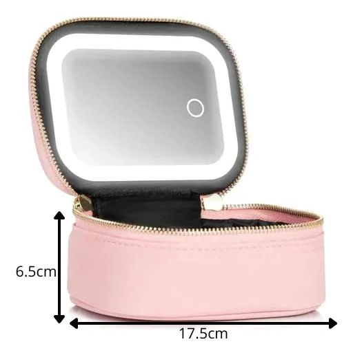 MINI ORGANIZADOR DE MAQUILLAJE CON LUZ LED Y ESPEJO - 3