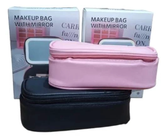 MINI ORGANIZADOR DE MAQUILLAJE CON LUZ LED Y ESPEJO - 4