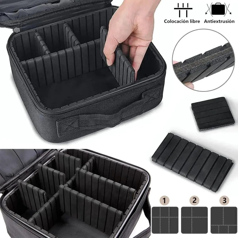 ORGANIZADOR DE MAQUILLAJE PORTATIL CON DIVISOR AJUSTABLE - 3